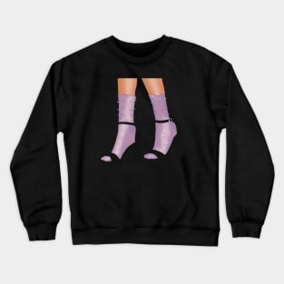 Black strappy platform heel with purple socks that are adorned with pearls and diamanté's Crewneck Sweatshirt